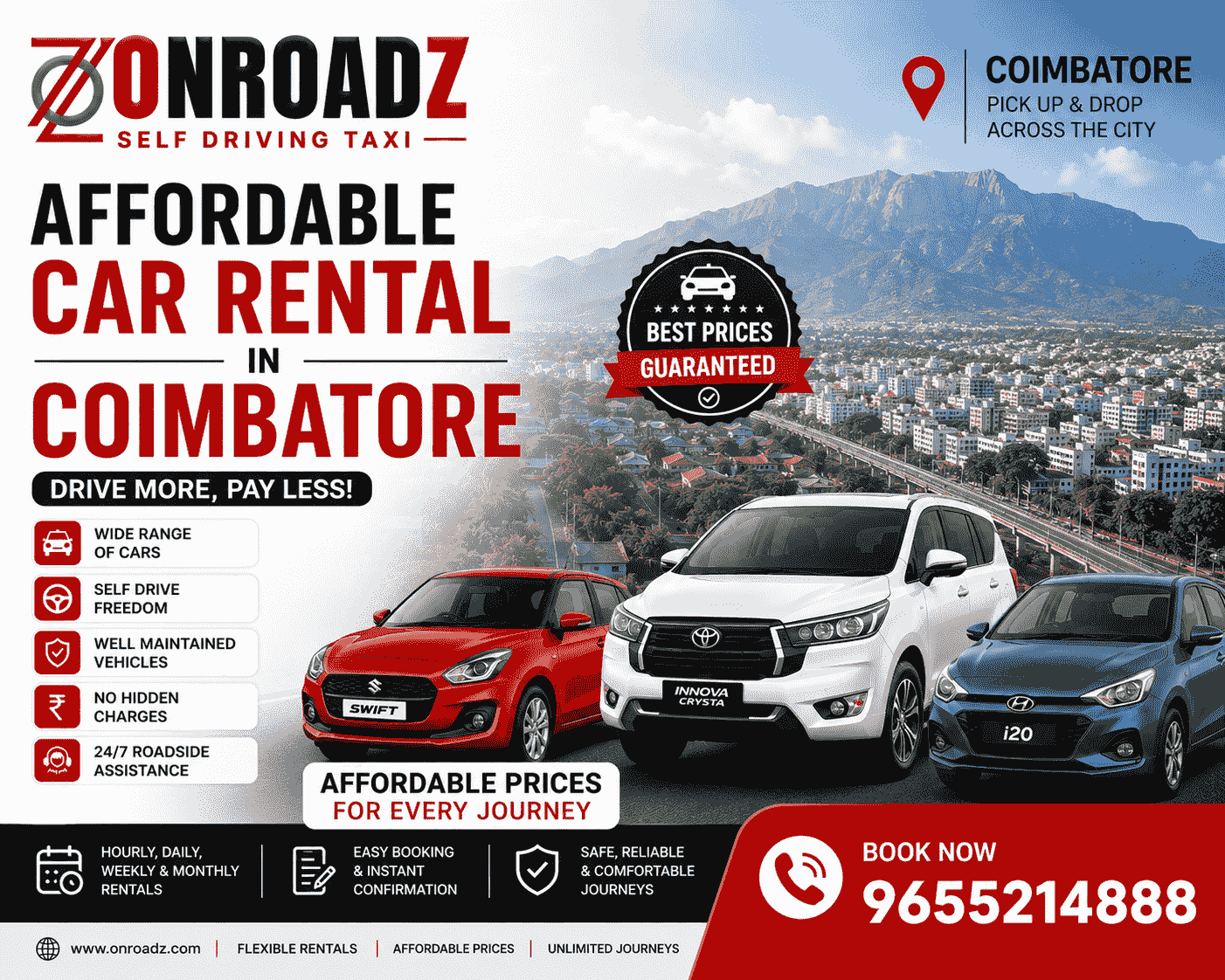  Car Rental in Coimbatore | Onroadz