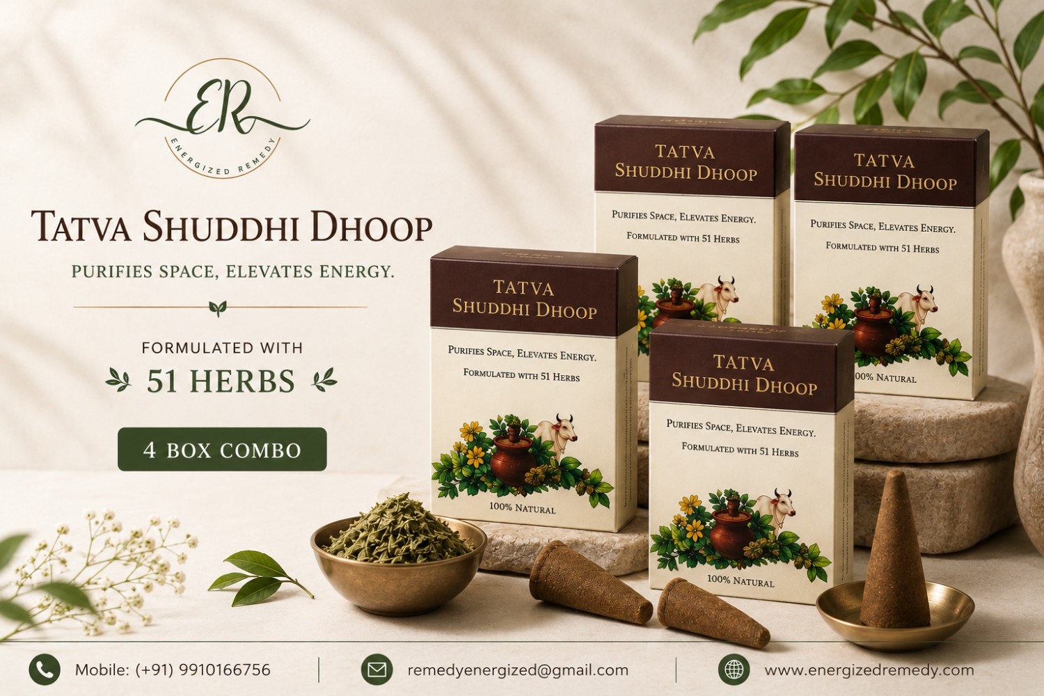  Premium Dhoop Batti - Best 51 Herbs | 4 Box Combo