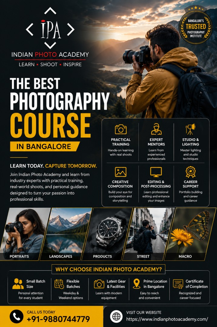  best photography course in Bangalore indianphotoacademy