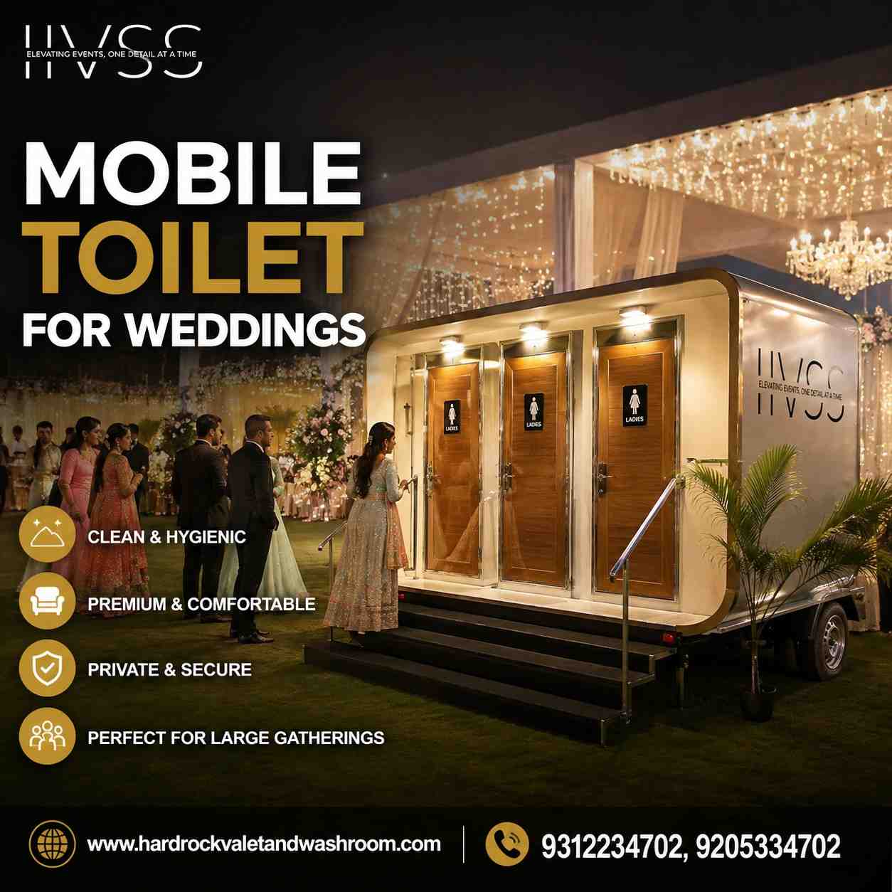  Hygienic Mobile Toilet for Weddings & Receptions