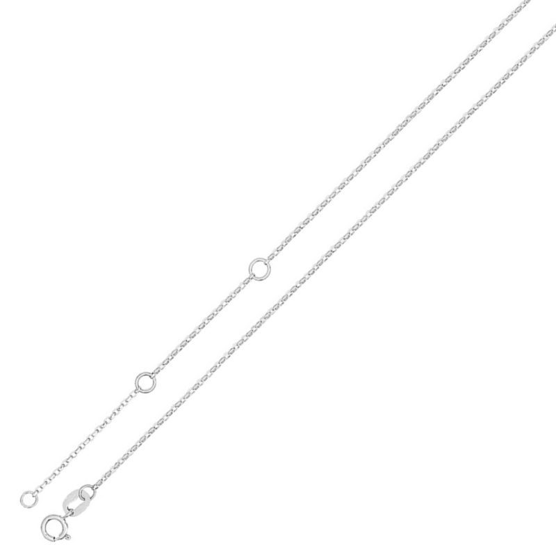  18ct White Gold Solid Fine Diamond Cut Belcher Chain - 0.9mm - Adjustable