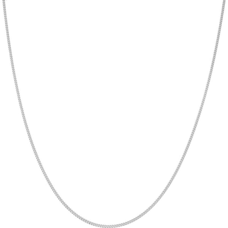 18ct White Gold Solid Fine Curb Chain - 1mm