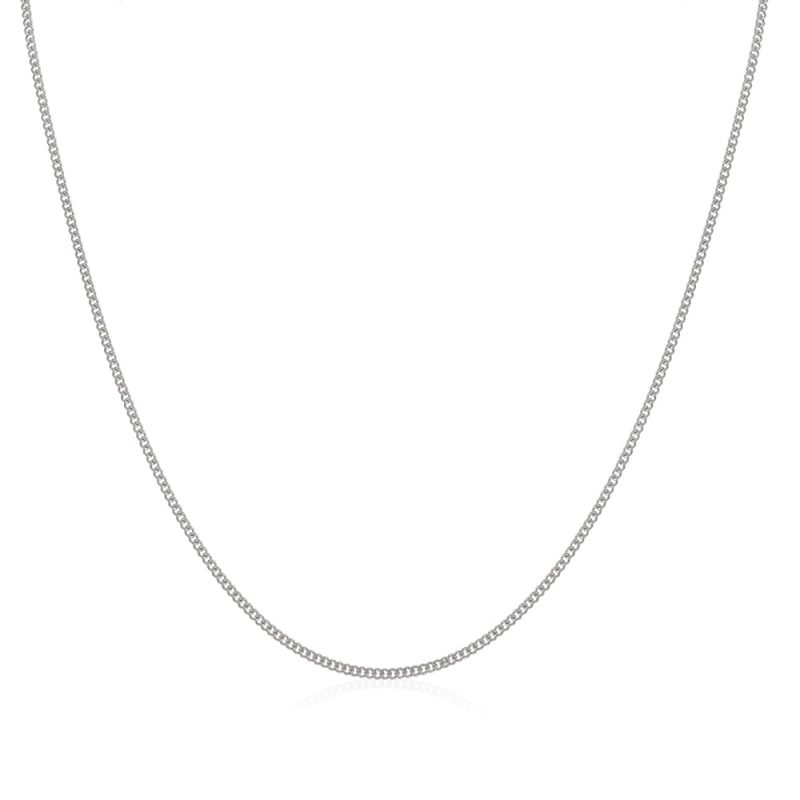  18ct White Gold Solid Classic Curb Chain - 1mm -