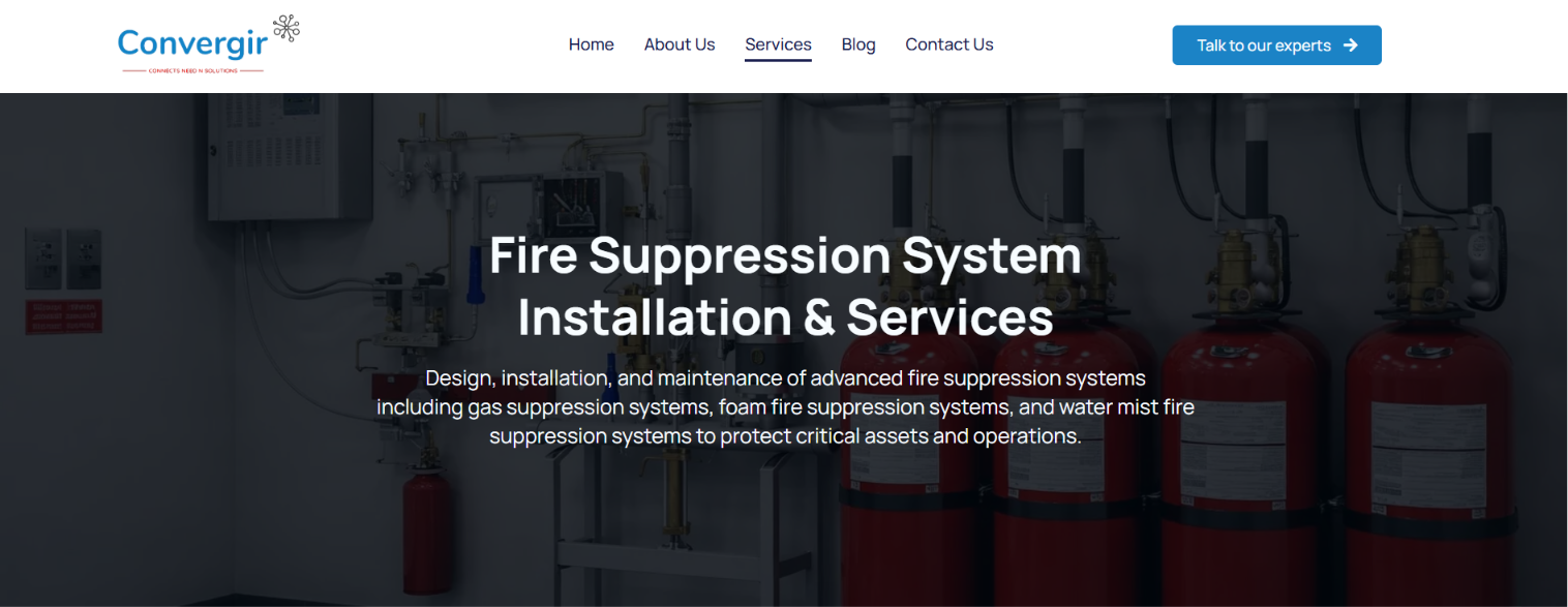  Fire suppression system installation in Chennai - Convergir Techno Systems