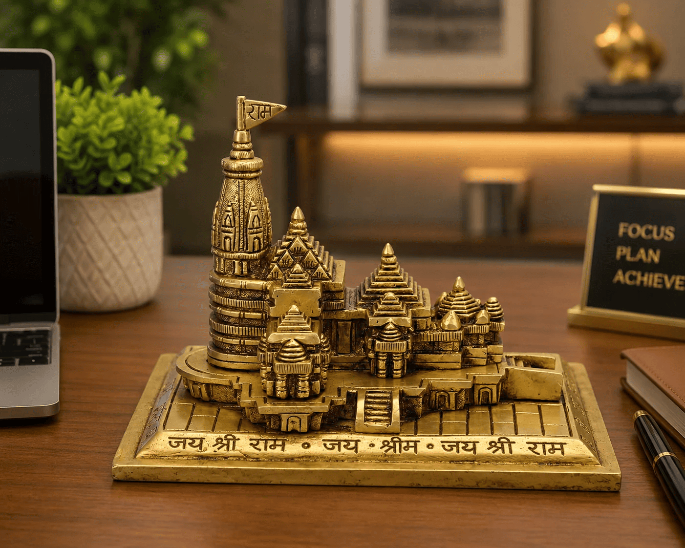  Handcrafted Brass Ram Mandir Replica for Home & Office Décor