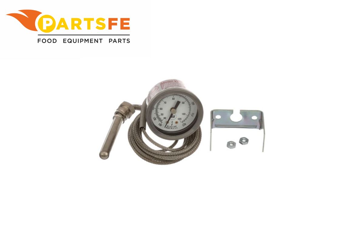  Hobart 437041-00003 Dishwasher Thermometer Temperature Gauge w/ 8 ft S/S Braided Cap Rear Mount "U" Bracket