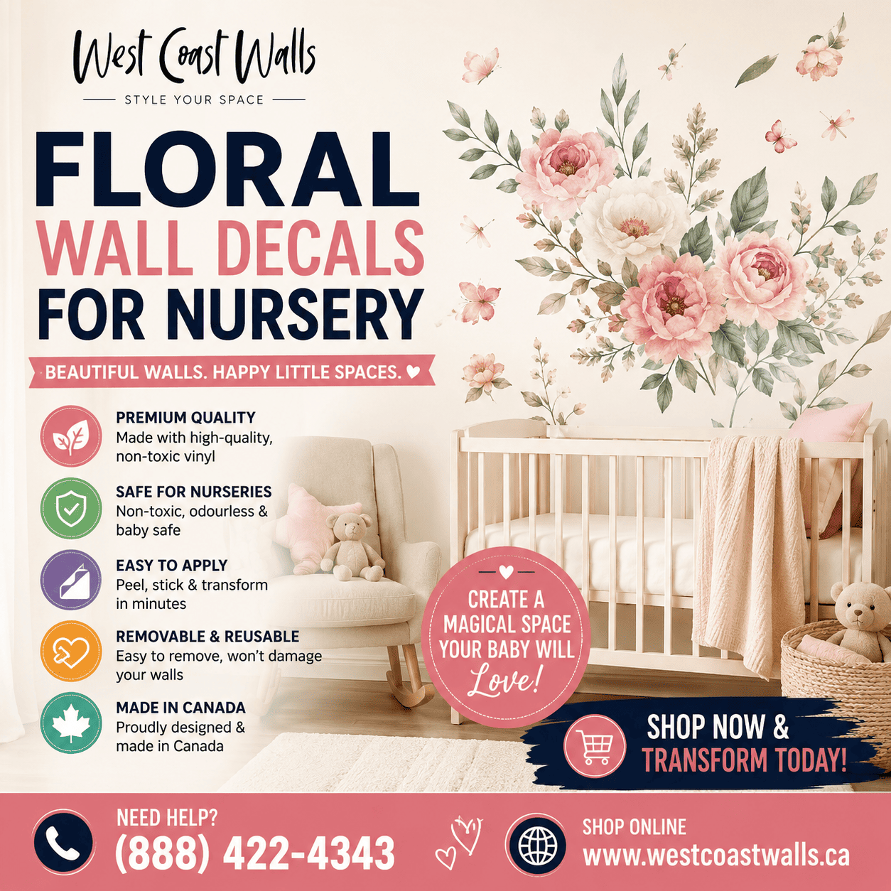 Charming Floral Wall Decals for Nursery Décor