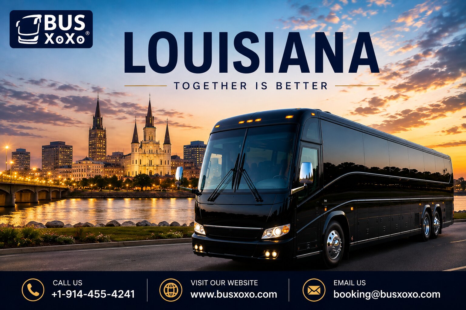  Book Private Bus Rental Louisiana for Customized Group Travel | Busxoxo