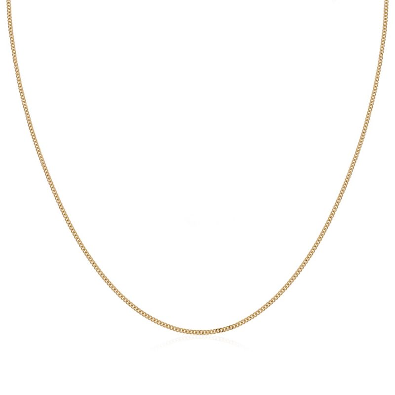  18ct Yellow Gold Solid Classic Curb Chain - 1.35mm - Ladies