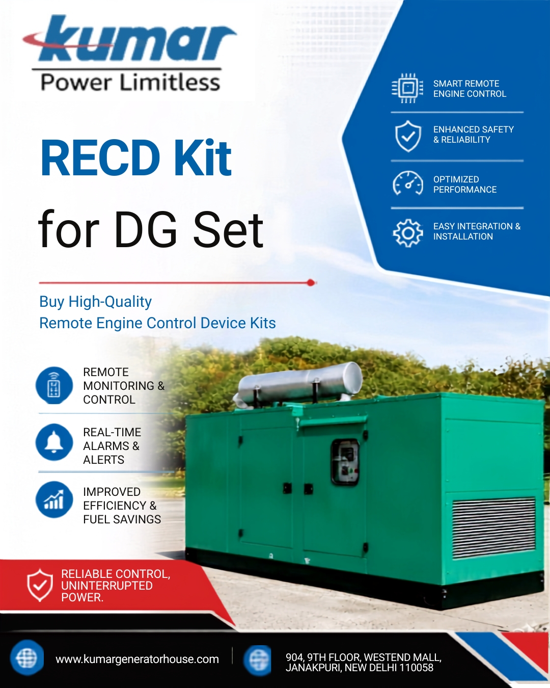  RECD Kit for DG Set – Buy High-Quality Remote Engine Control Device Kits | Kumar Generator House