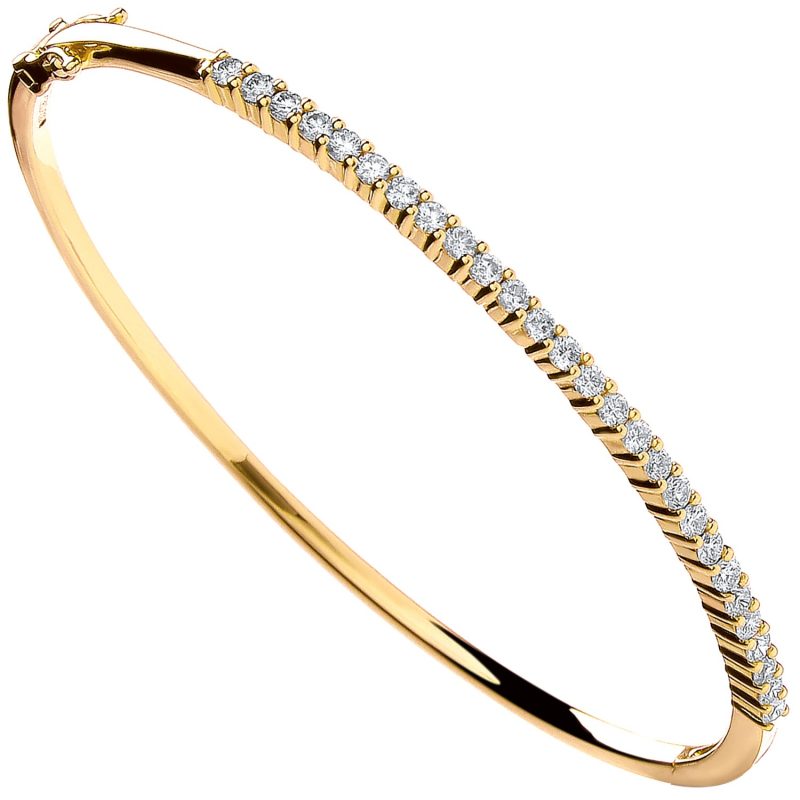  18ct Italian Yellow Gold 1.10ct Diamond Bangle