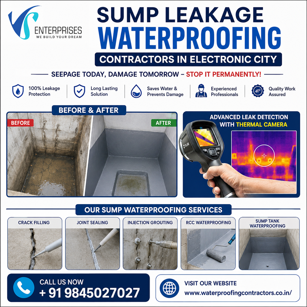  Sump Leakage Waterproofing Contractors in Electronic City
