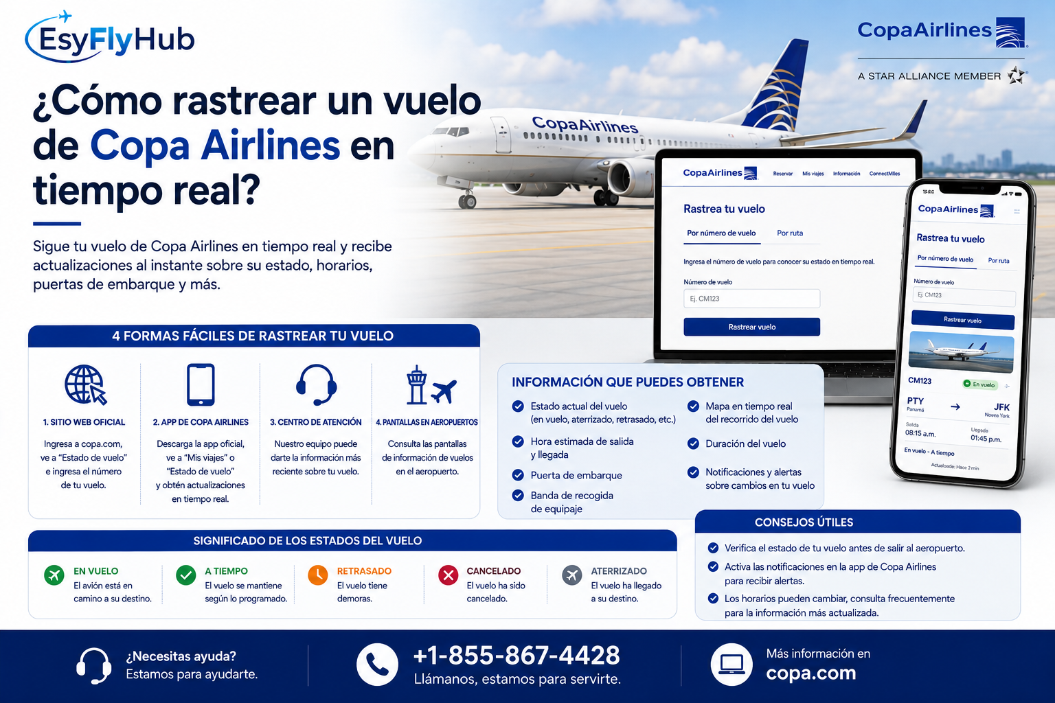  ¿Cómo seguir un vuelo de Copa Airlines durante el viaje?