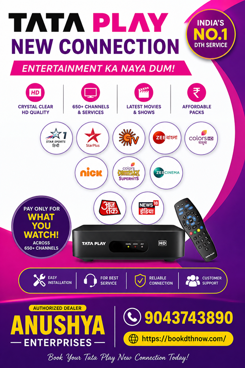  Tata Play New Connection in Gingee, Villupuram | Book Tata Play DTH