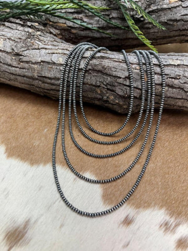  Sterling Silver Necklace | 4mm Silver Pearl Beaded Necklace