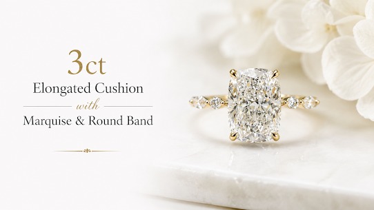 Premium 3ct Elongated Cushion Diamond , Modern Luxury & Elegance