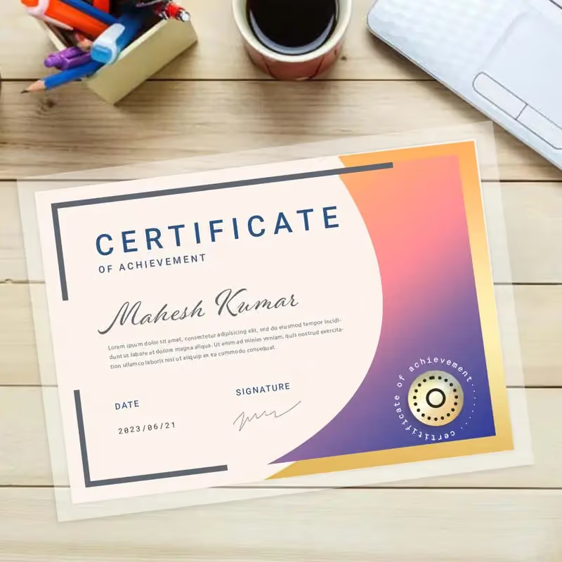  Pouch Laminated Certificates