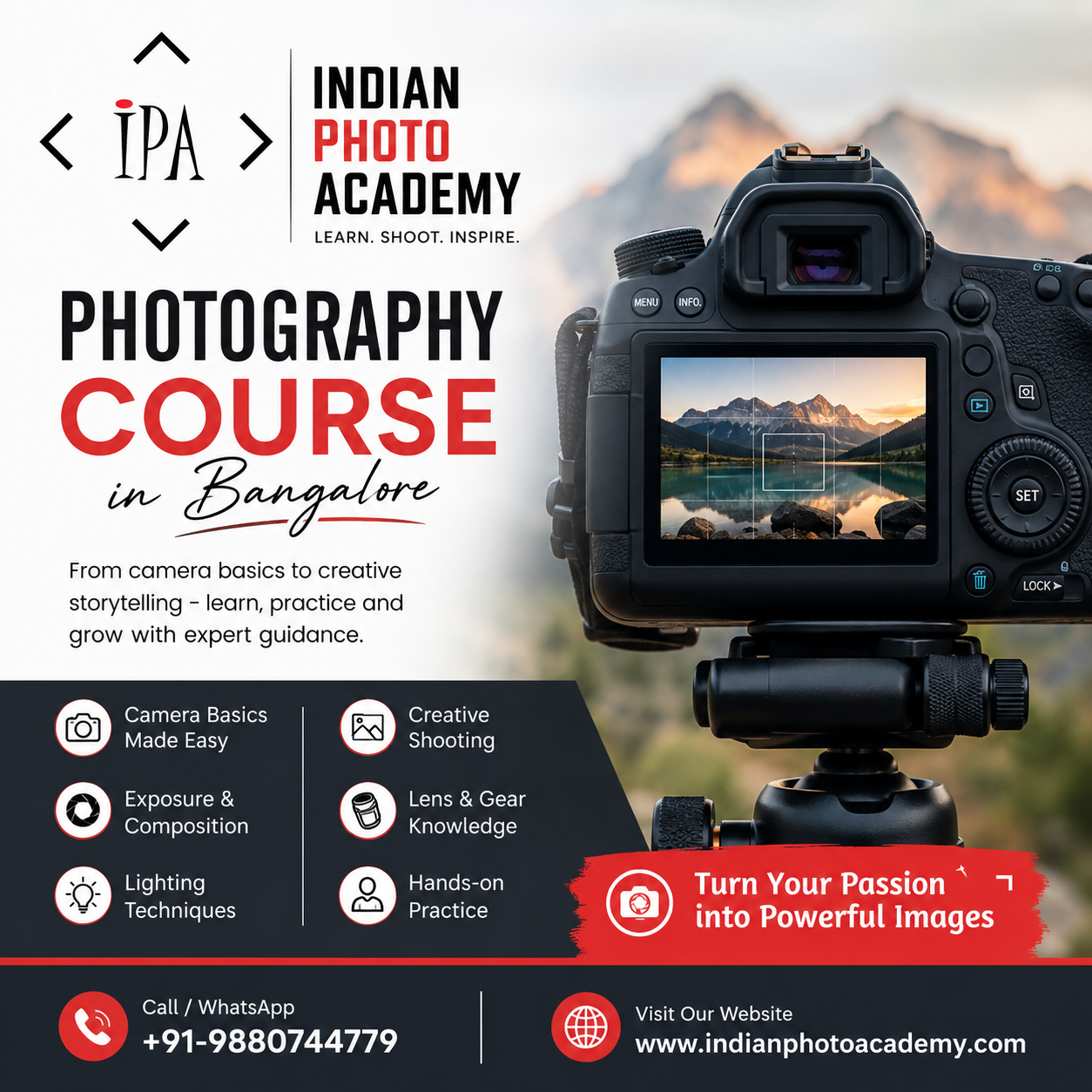 photography course in Bangalore indianphotoacademy