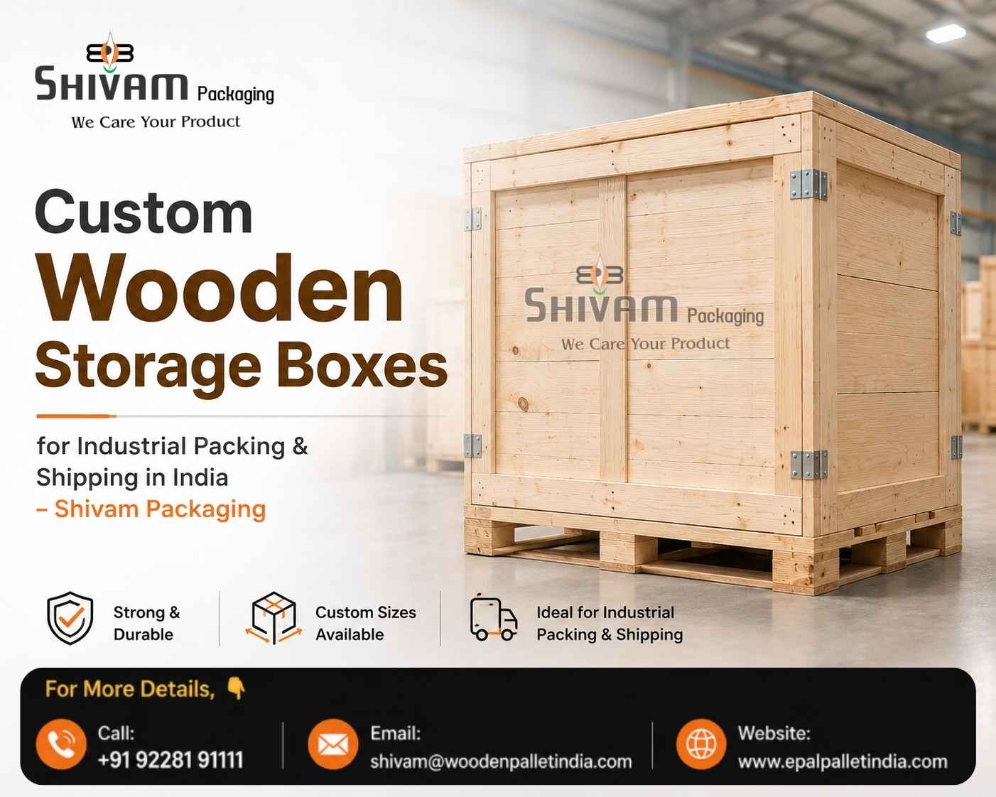  Custom Wooden Storage Boxes for Industrial Packing & Shipping in India – Shivam Packaging