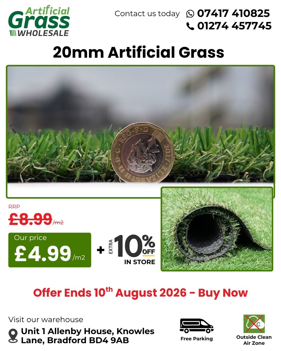  20mm Artificial Grass for Sale – Premium Quality Garden Turf | Low Maintenance & Durable