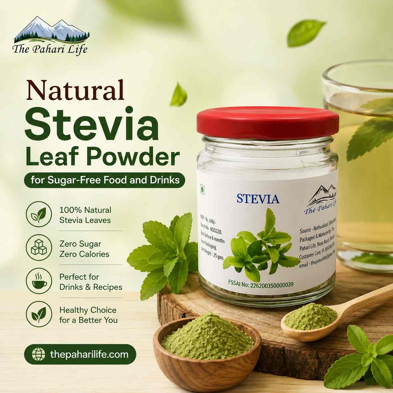  Natural Stevia Leaf Powder for Sugar-Free Food and Drinks