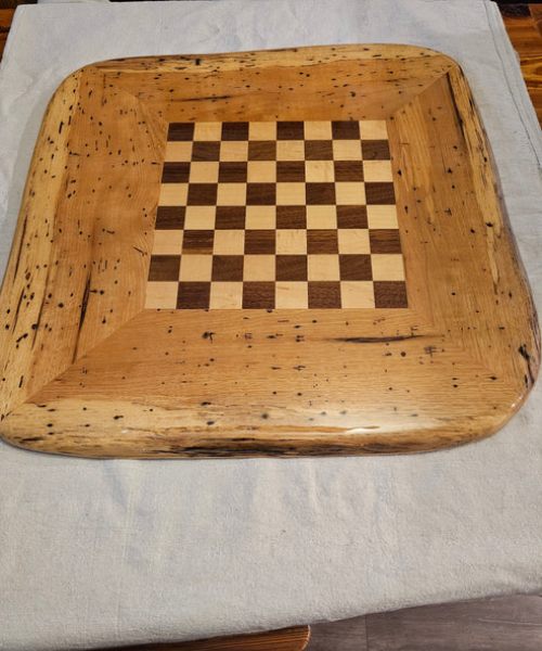  Premium Handmade Chess Board | Solid Hickory Hardwood – Empty Barrel