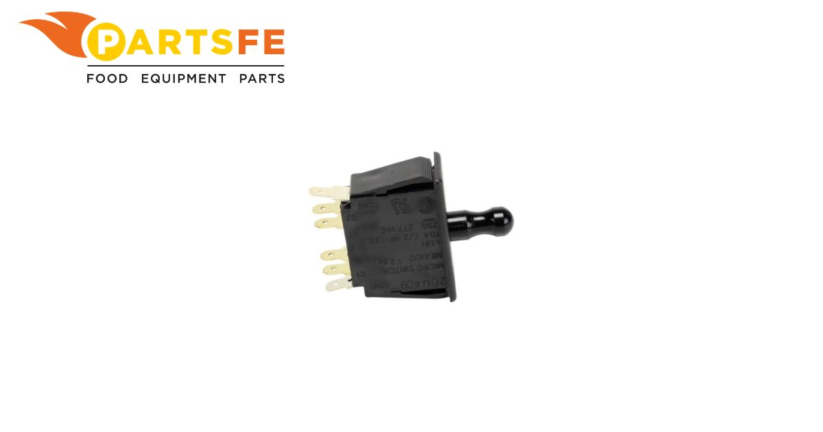  1177566 Southbend Black Push Button Door Switch W/ 6x3/16" Tab Term, 125/250v, 1/2" X 1-1/2" | PartsFe