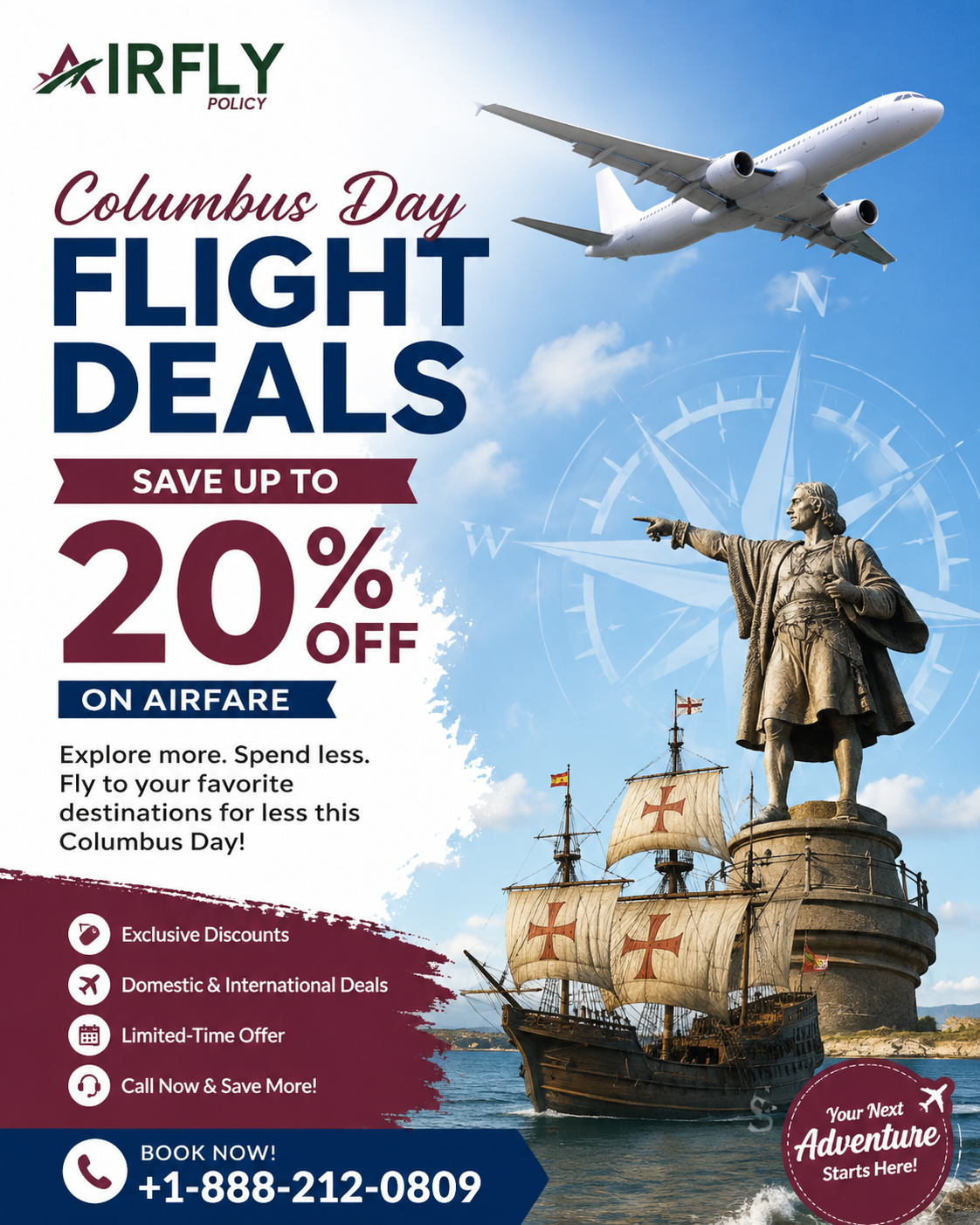  Columbus Day Flight Deals – Save Up to 20% on Airfare