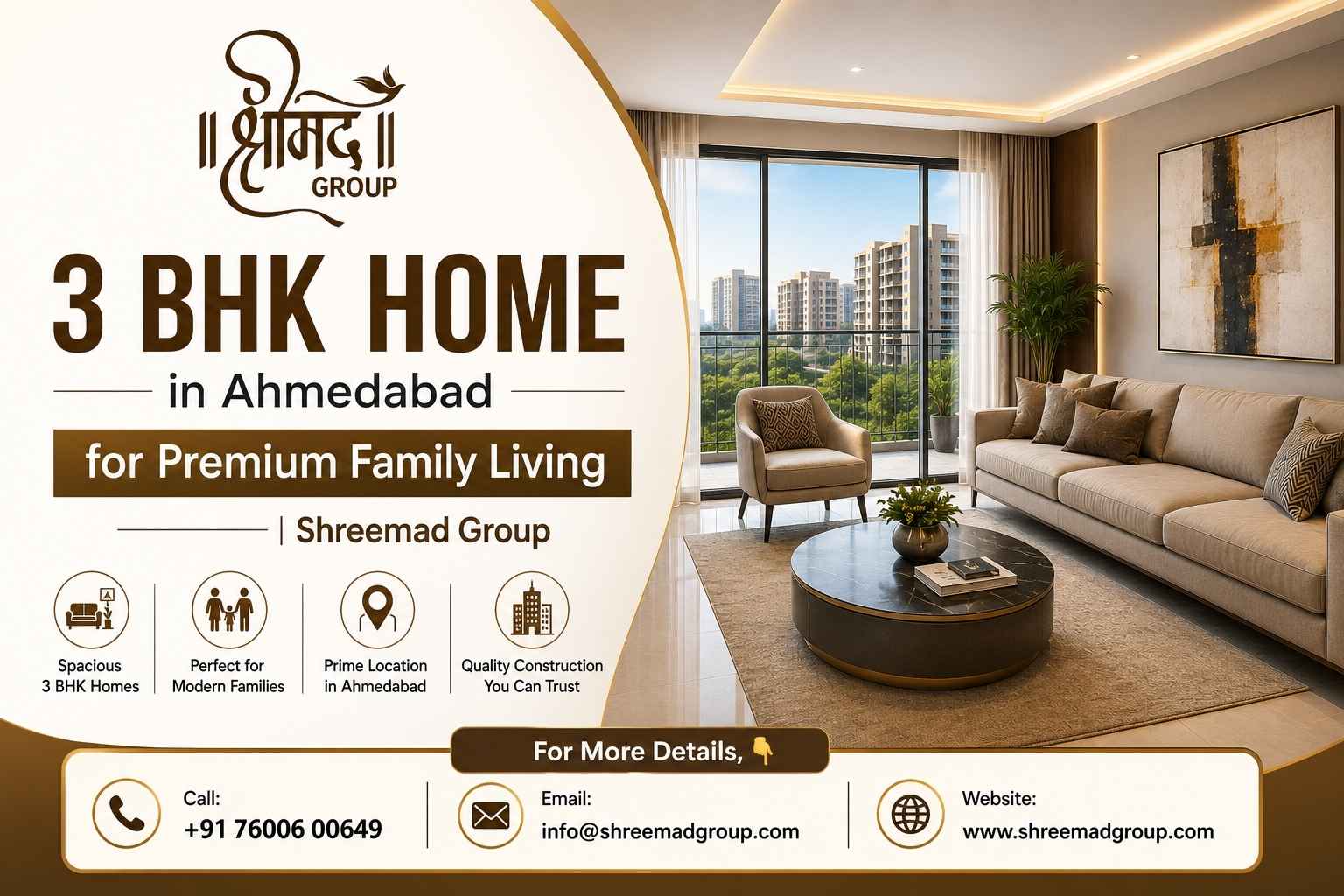  3 BHK Home in Ahmedabad for Premium Family Living | Shreemad Group