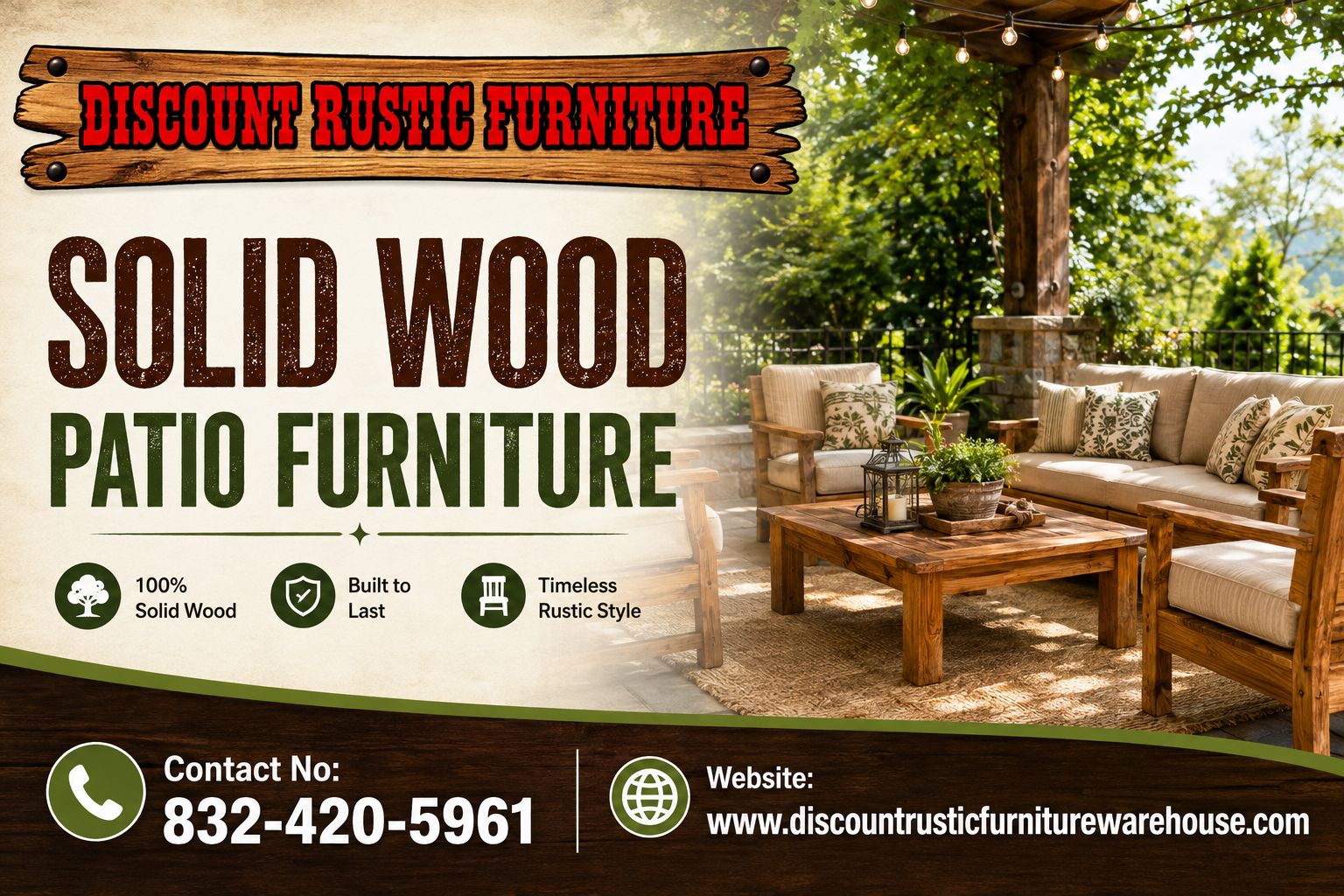  Solid wood patio furniture