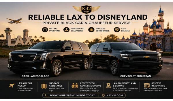  LAX to Disneyland Private Black Car & Chauffeur Service | K32 VIP