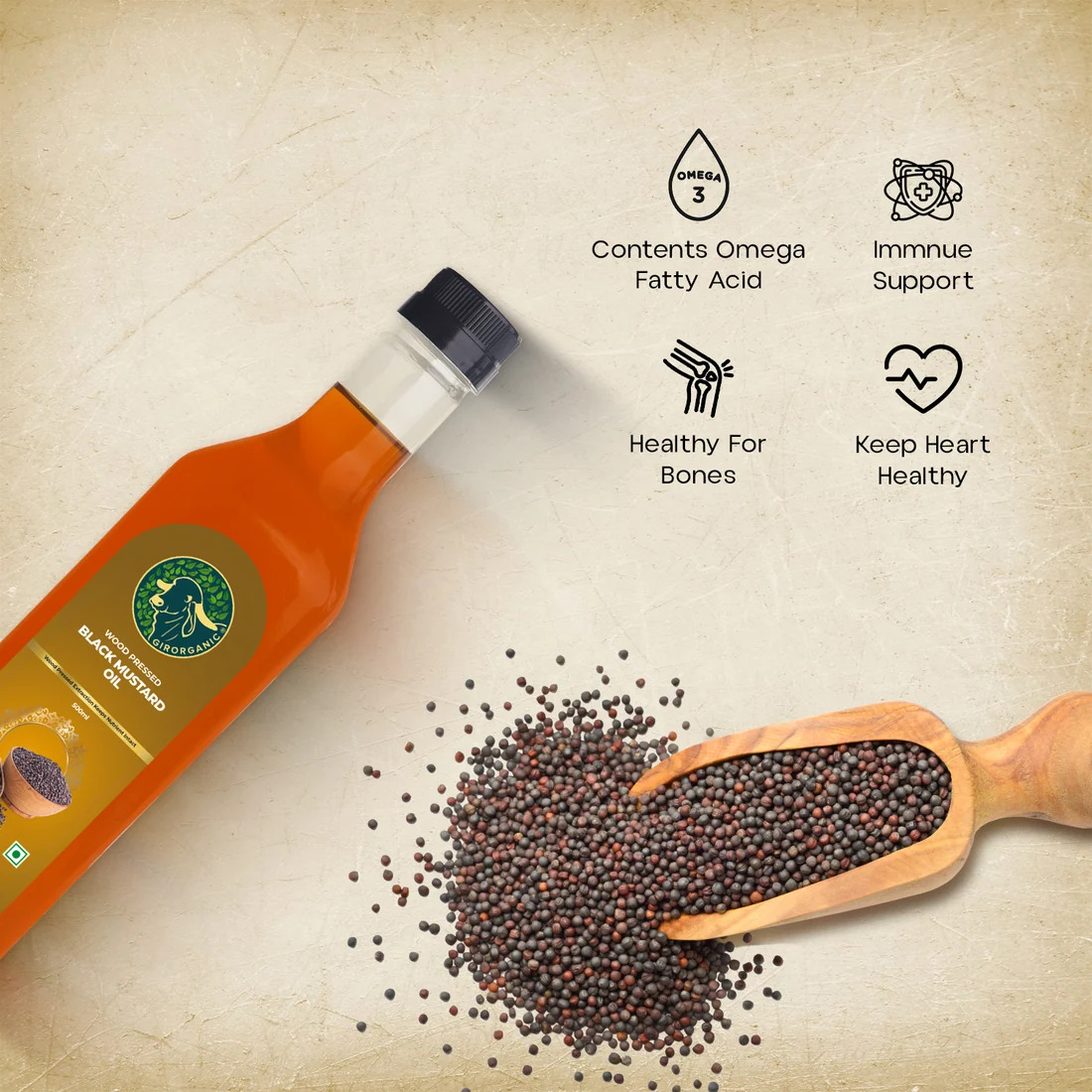  Pure Mustard Seed Oil Cold Pressed for Healthy Cooking & Natural Wellness – GirOrganic