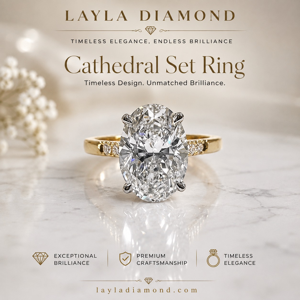  Luxury Cathedral Set Ring with Exceptional Diamond Sparkle