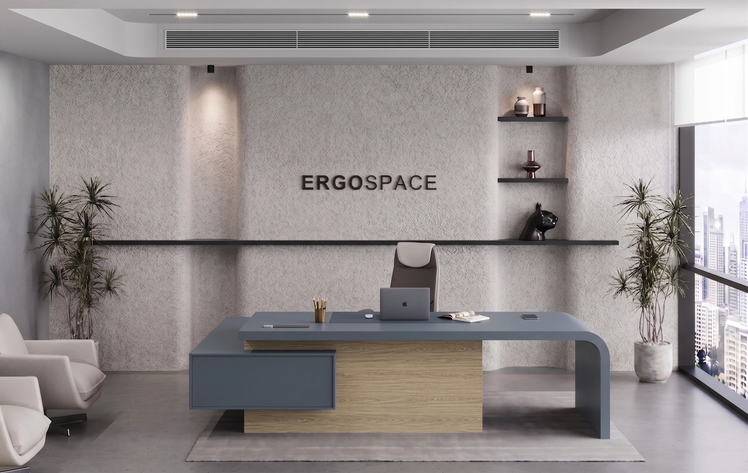  Color Executive L Shape Desk With Hanging Drawer