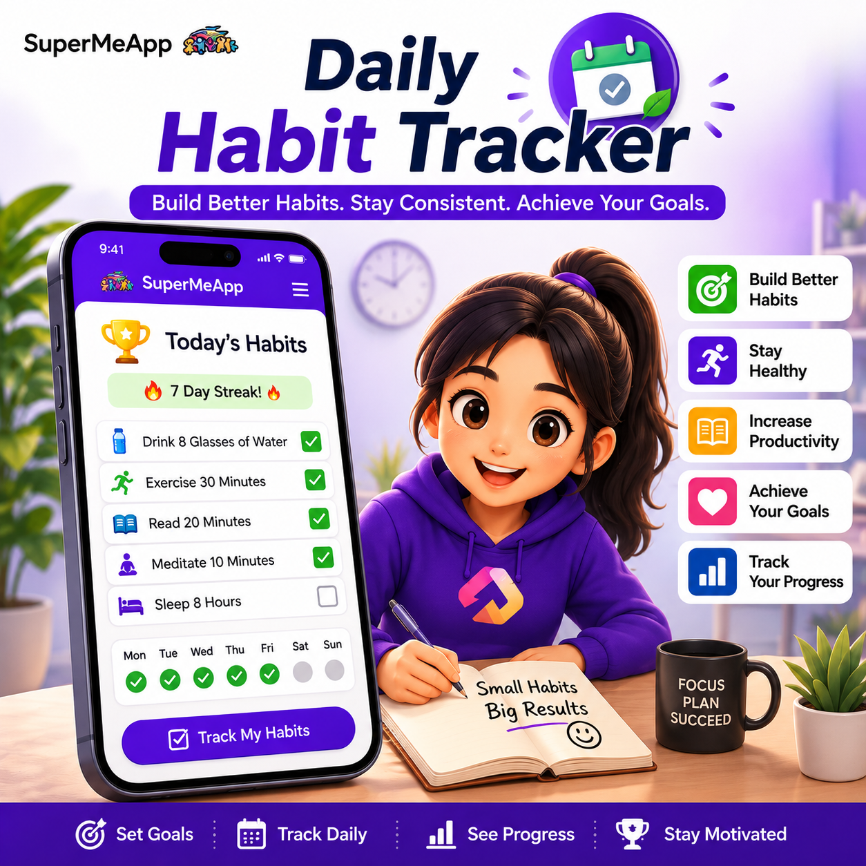  Daily Habit Tracker App | Build Better Habits - SuperMeApp