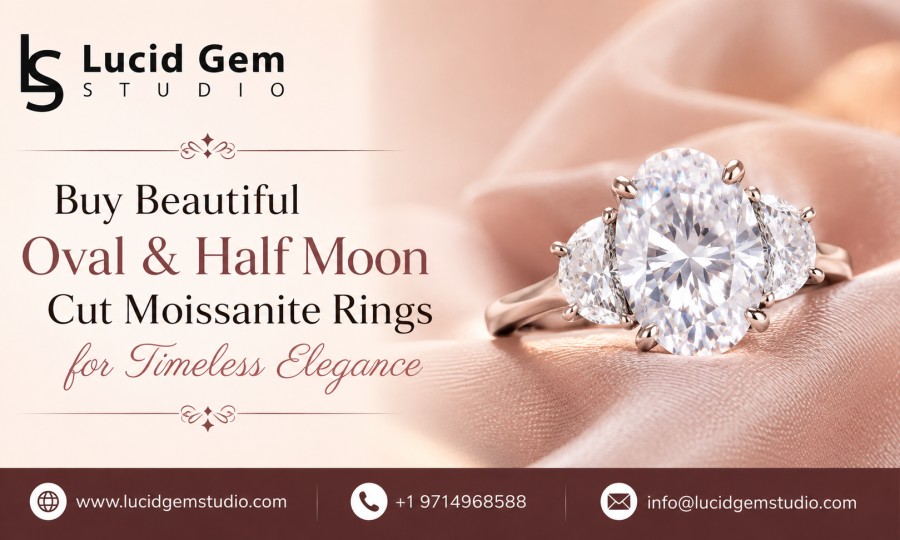  Buy Beautiful Oval & Half Moon Cut Moissanite Rings for Timeless Elegance