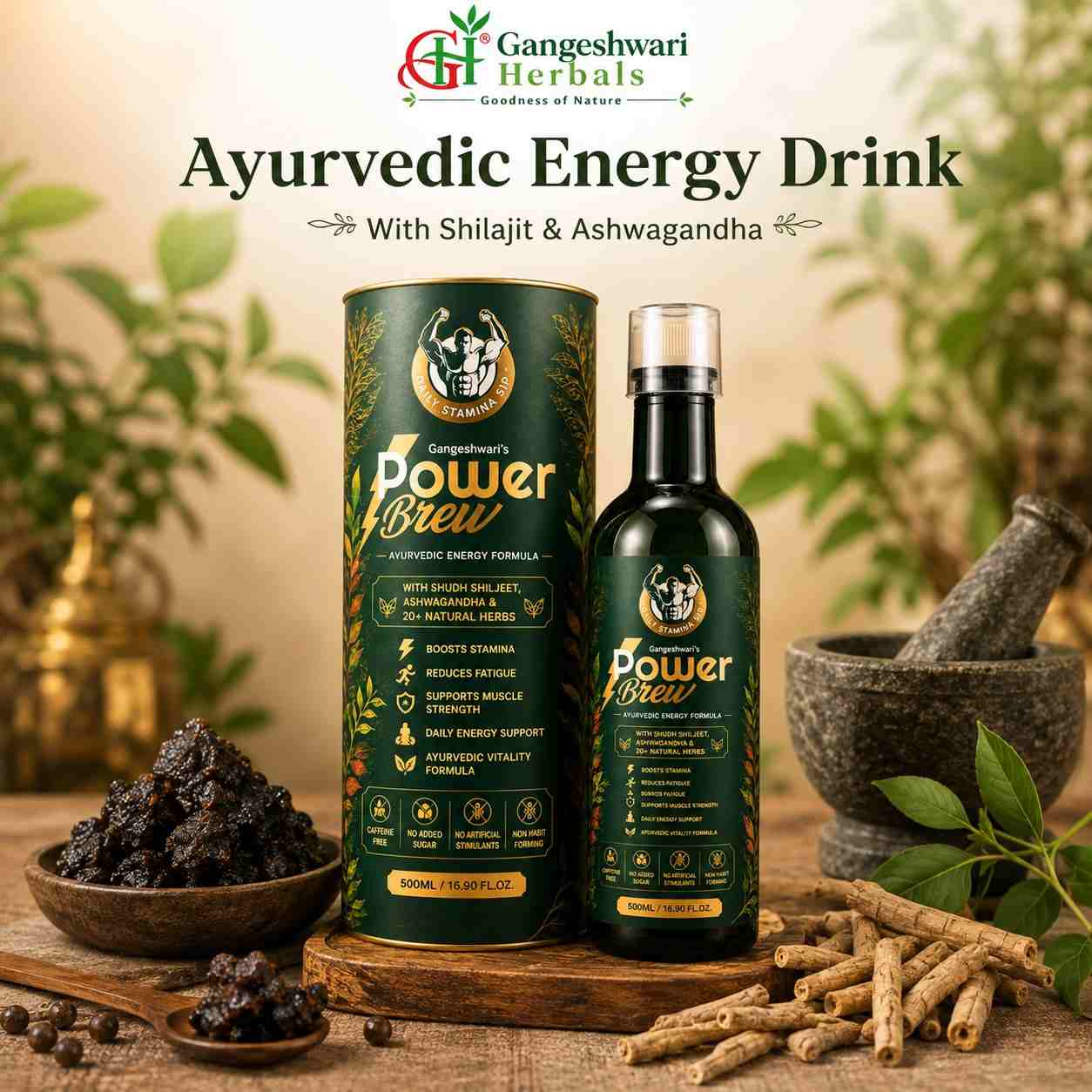  Ayurvedic Pre-Workout Drink with Shilajit & Ashwagandha