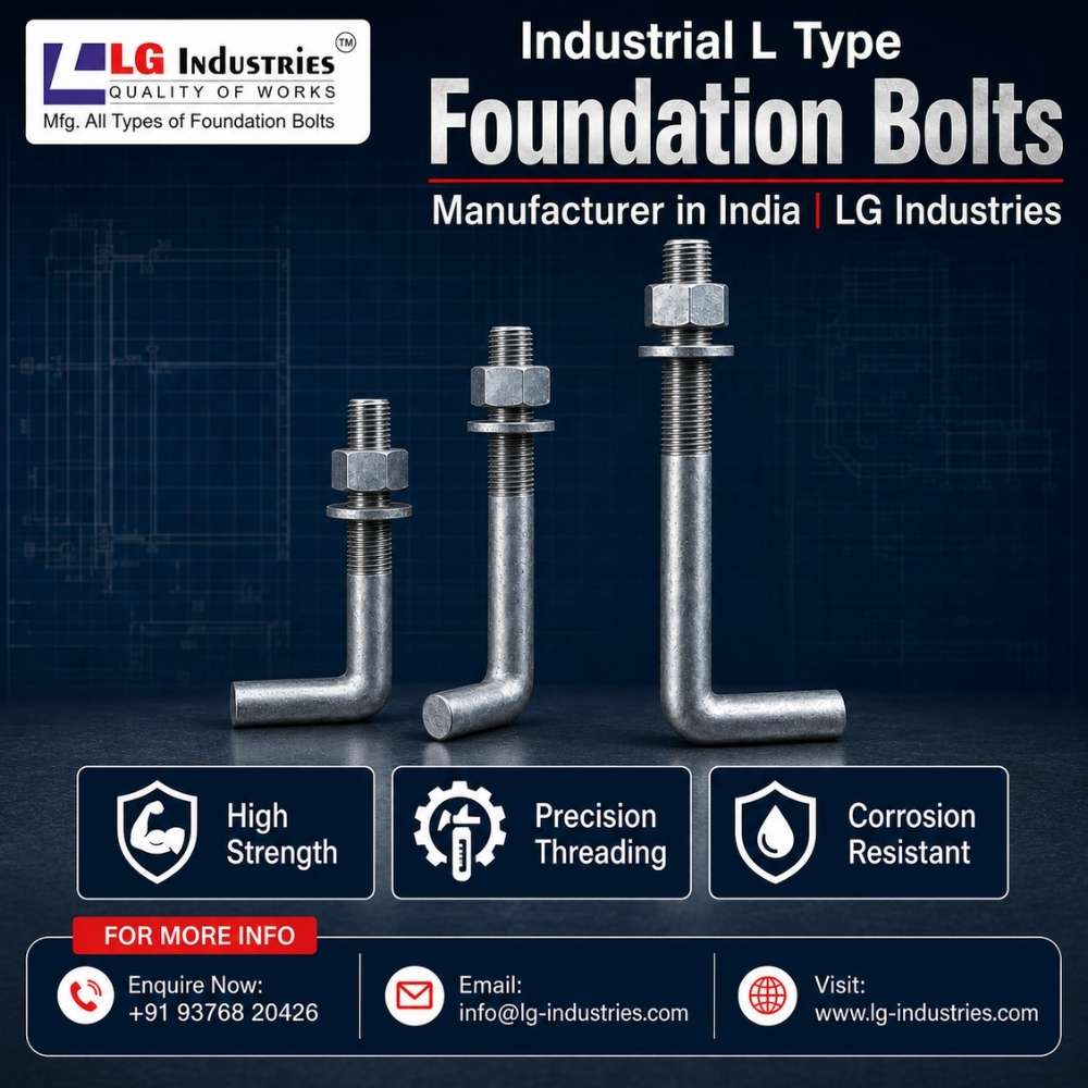  Industrial L Type Foundation Bolts Manufacturer in India | LG Industries