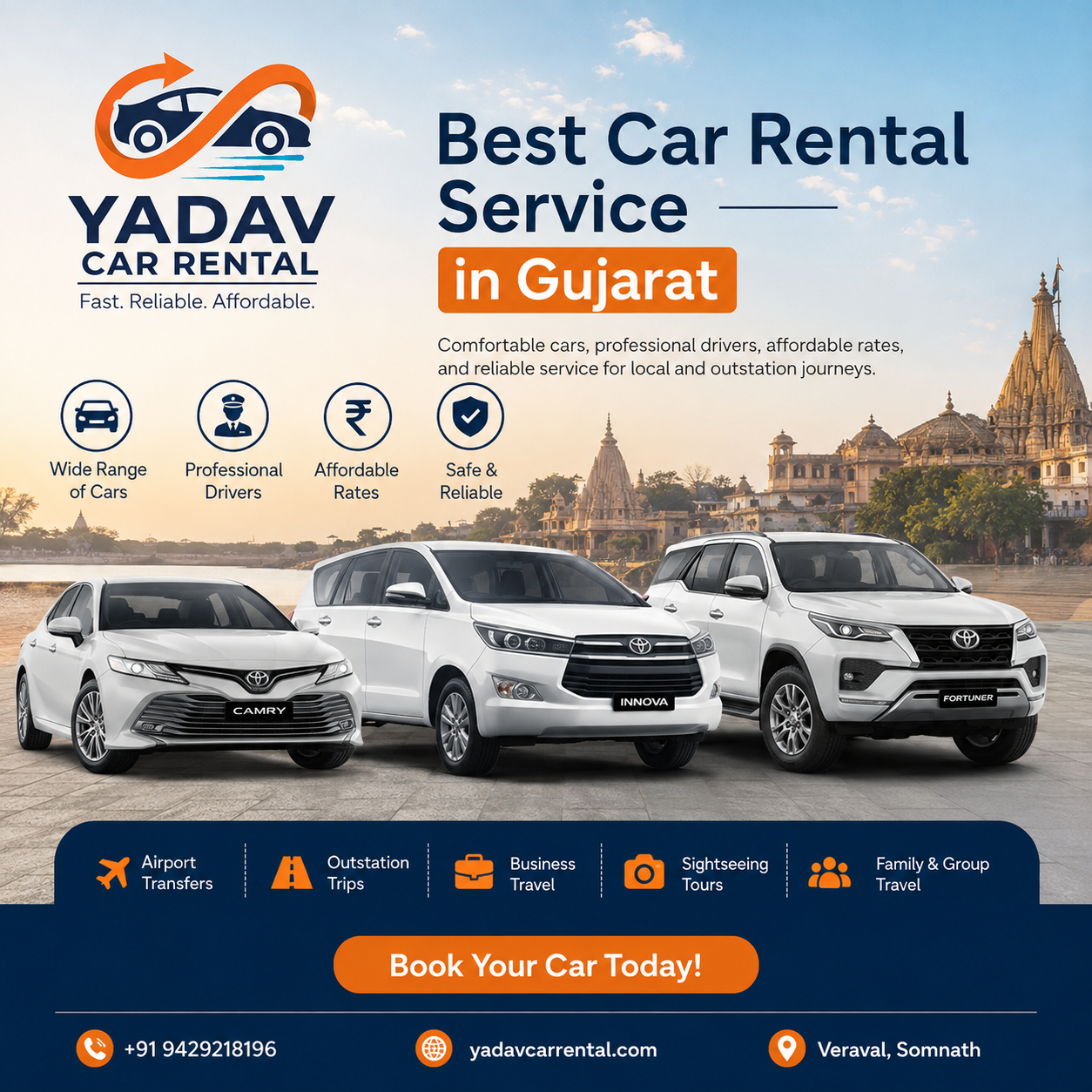  Affordable Car Rental Service in Gujarat by Yadav Car Rental