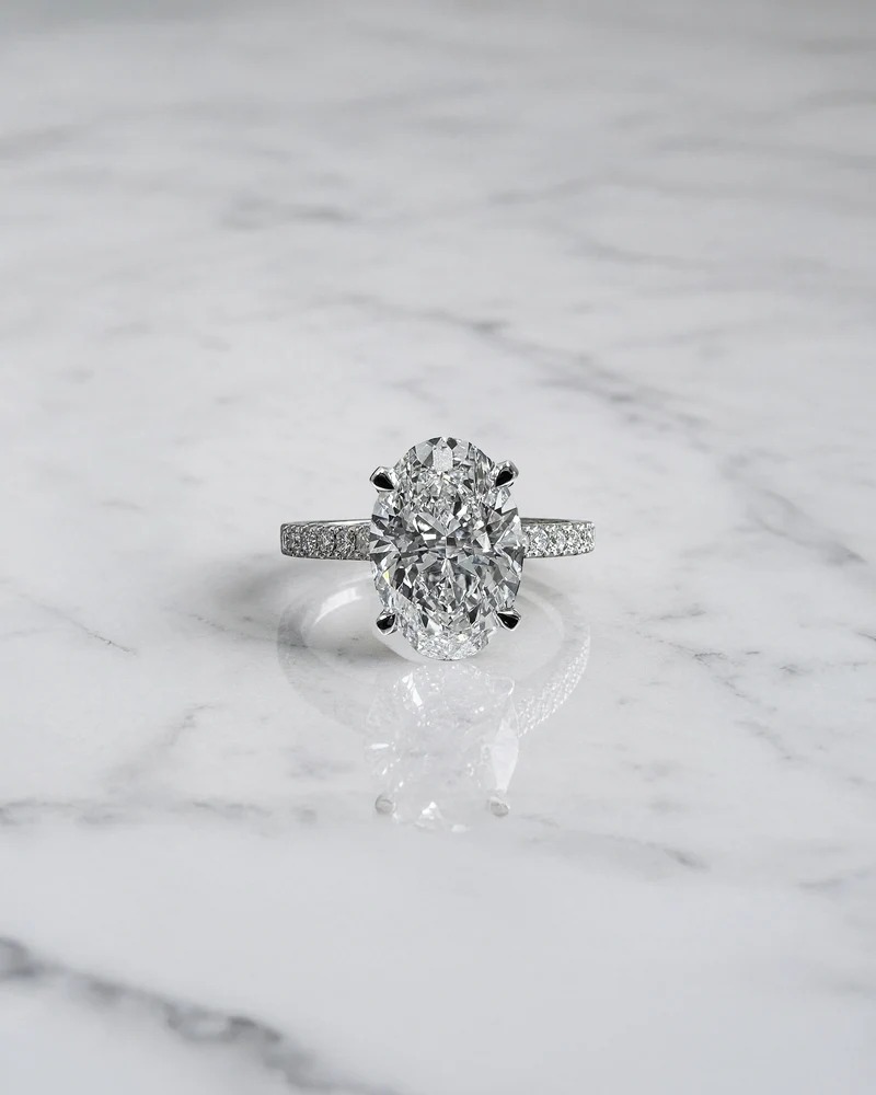  Oval Diamond Engagement Ring With 3ct Oval Lotus Head Diamond Band