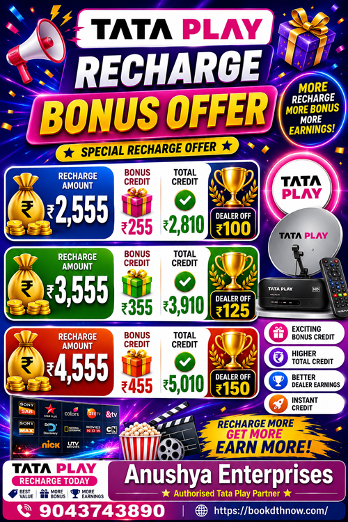  Tata Play New Connection & Recharge Offers in Villupuram | 9043743890
