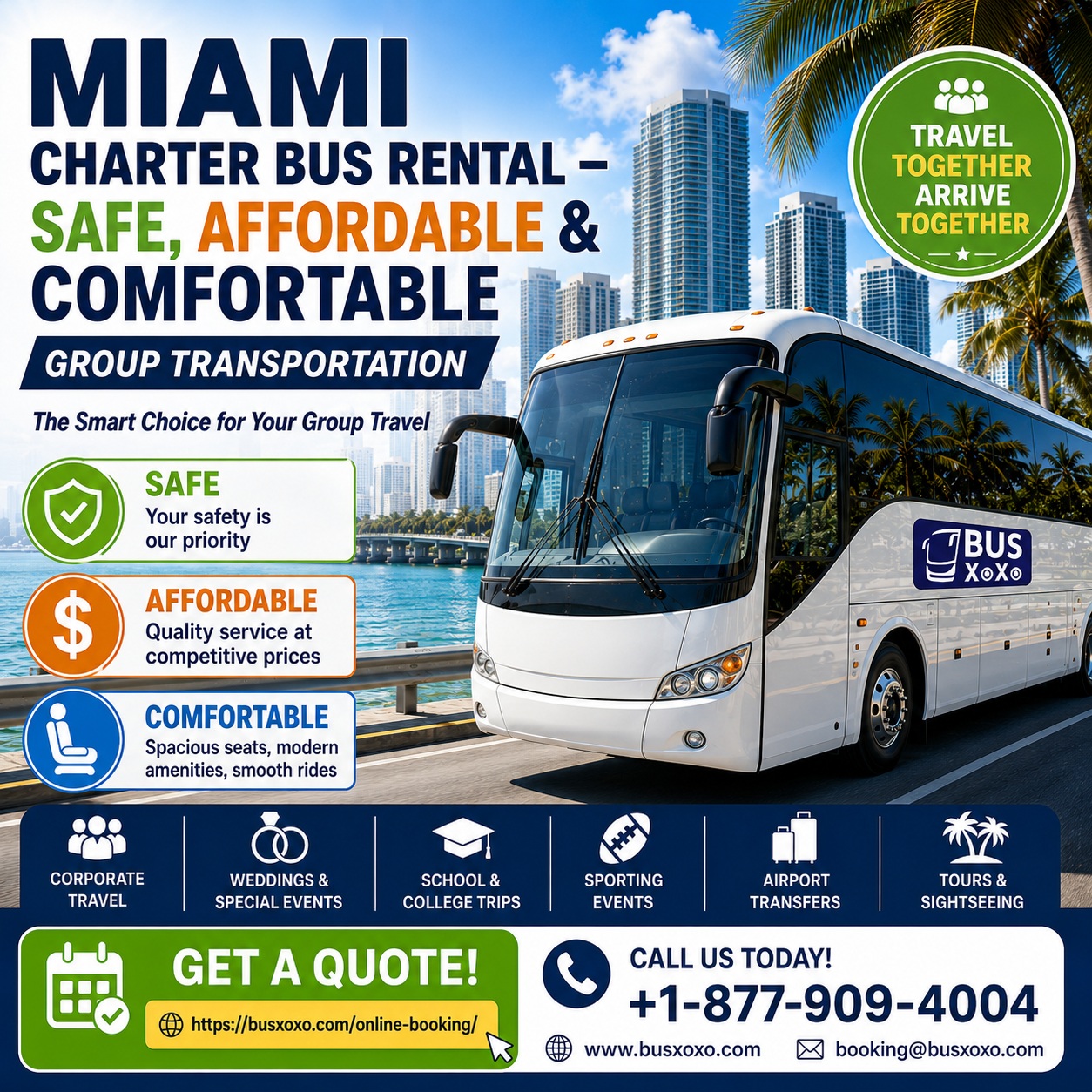  Miami Charter Bus Rental – Safe, Affordable & Comfortable Group Transportation