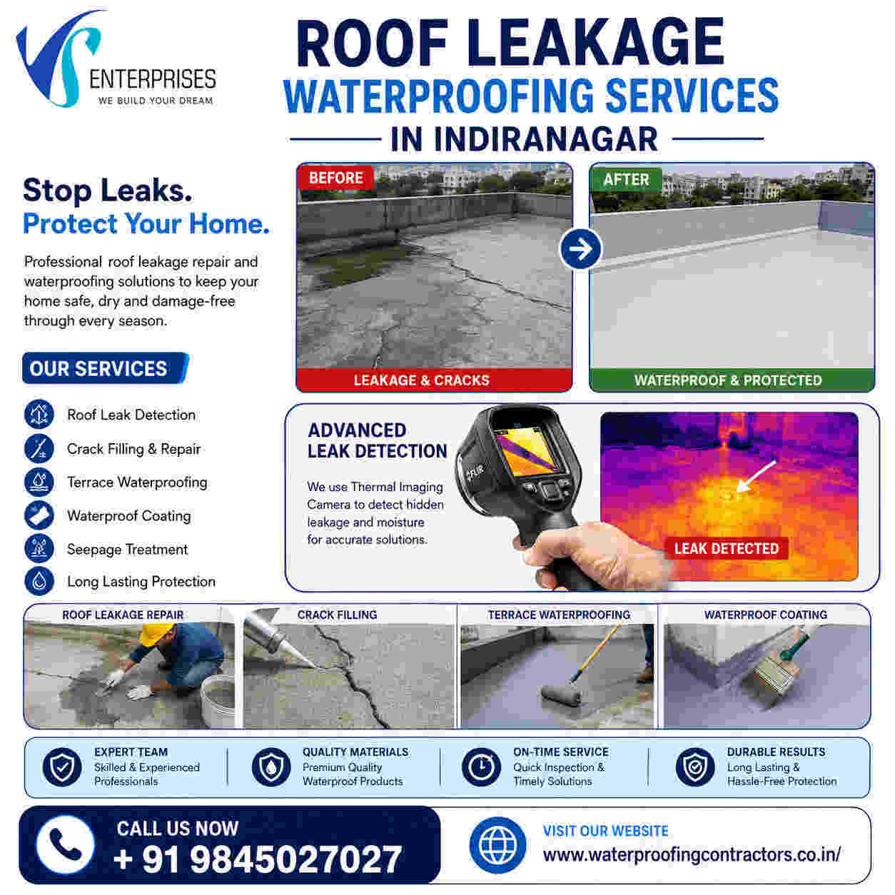  Roof leakage waterproofing services in Indiranagar