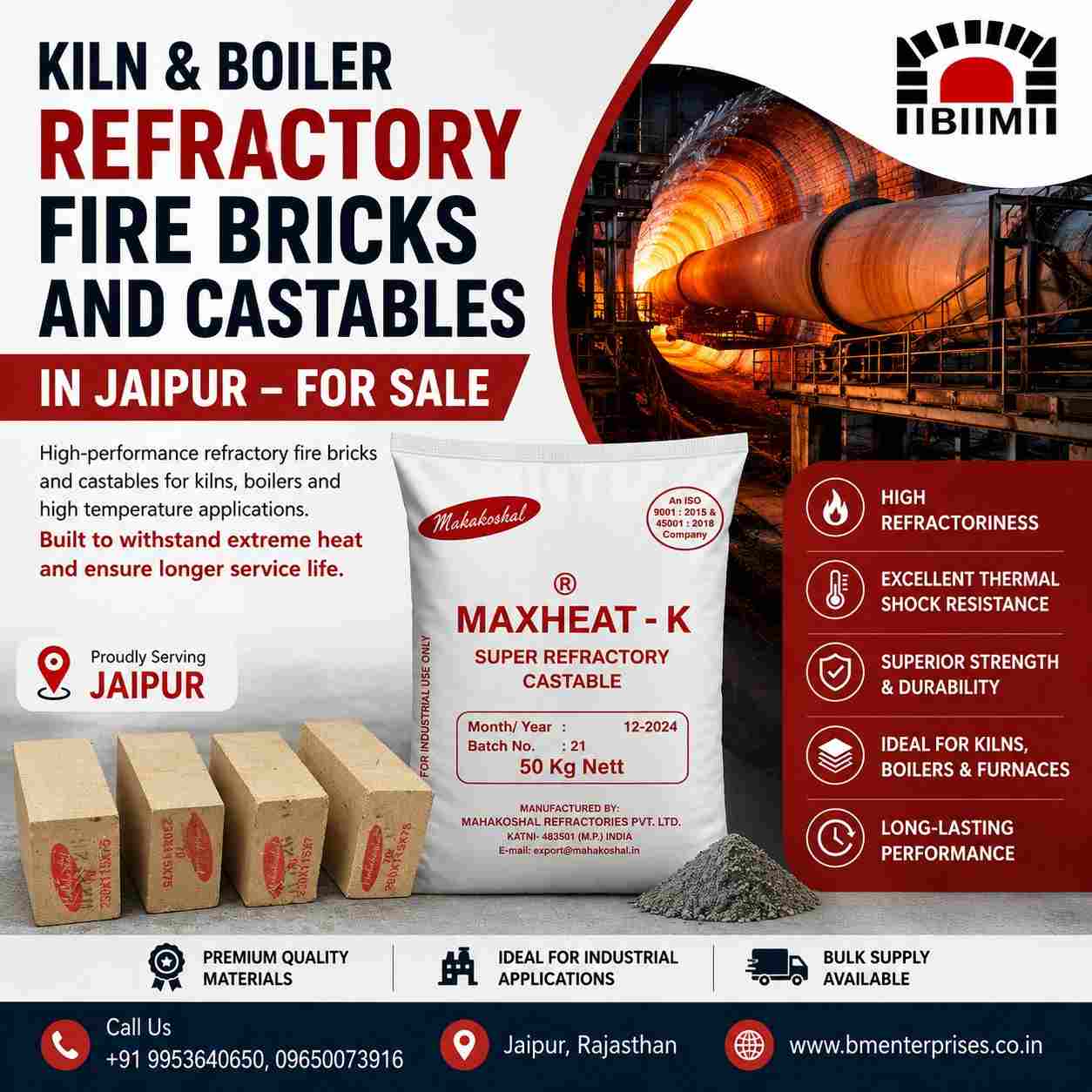  Kiln & Boiler Refractory Fire Bricks and Castables in Jaipur