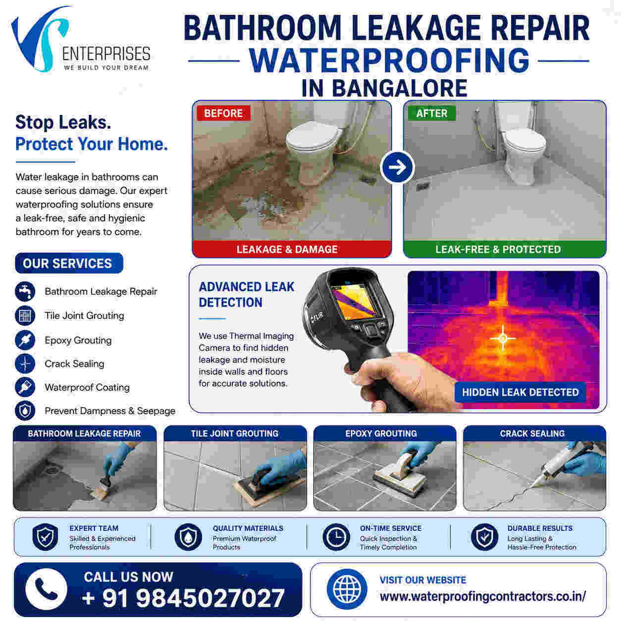  Bathroom leakage repair waterproofing in Bangalore