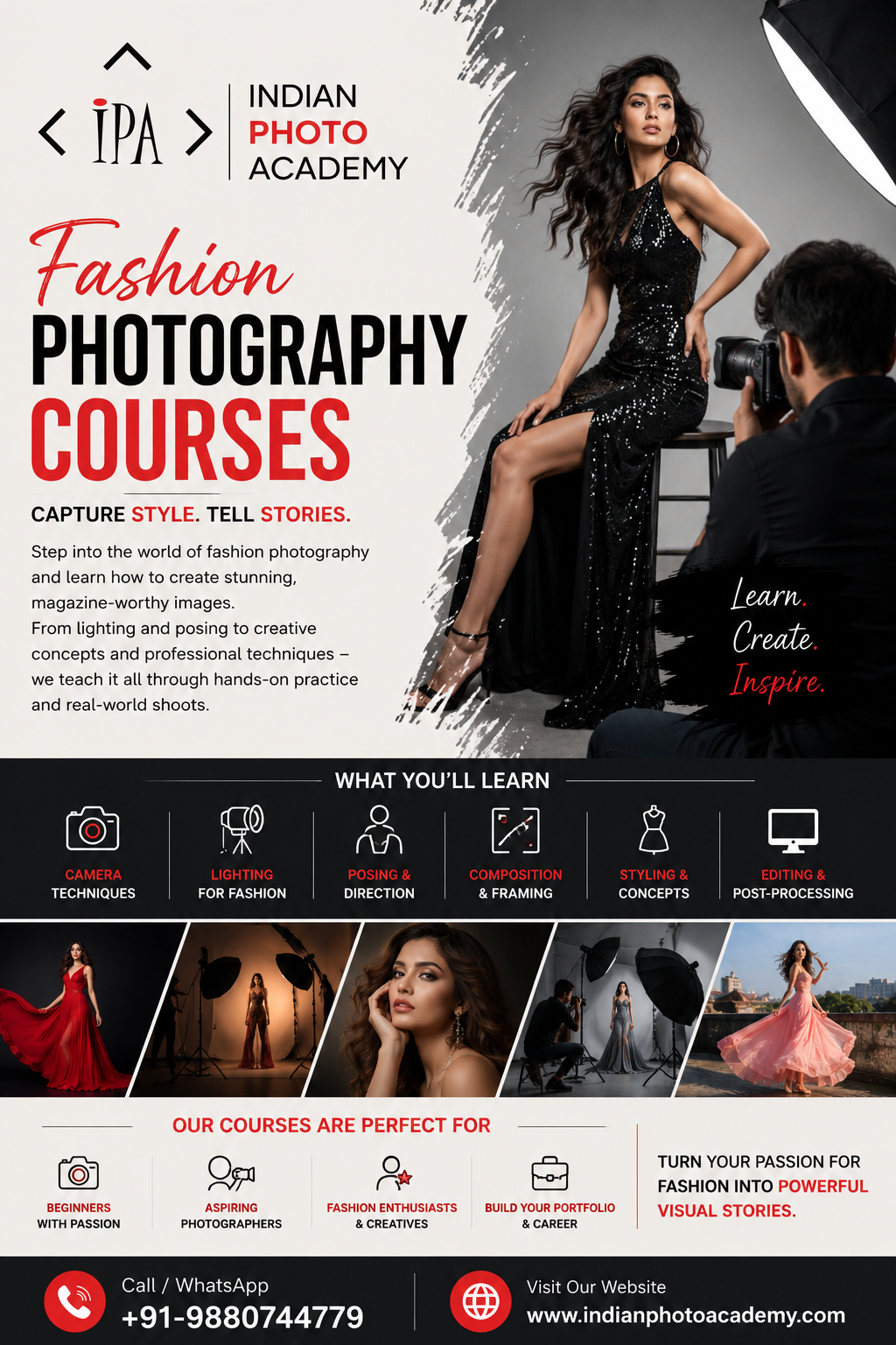  indianphotoacademy fashion photography courses in Bangalore