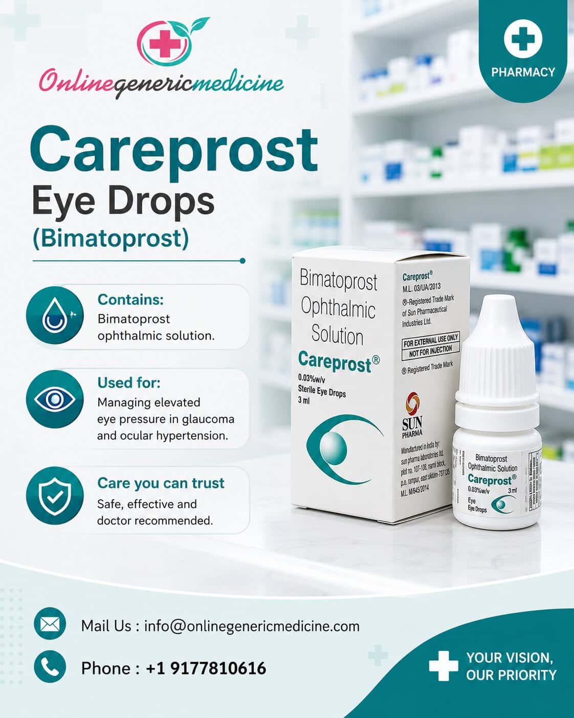  Careprost Eye Drops (Bimatoprost) – Eye Pressure Care | Online Generic Medicine
