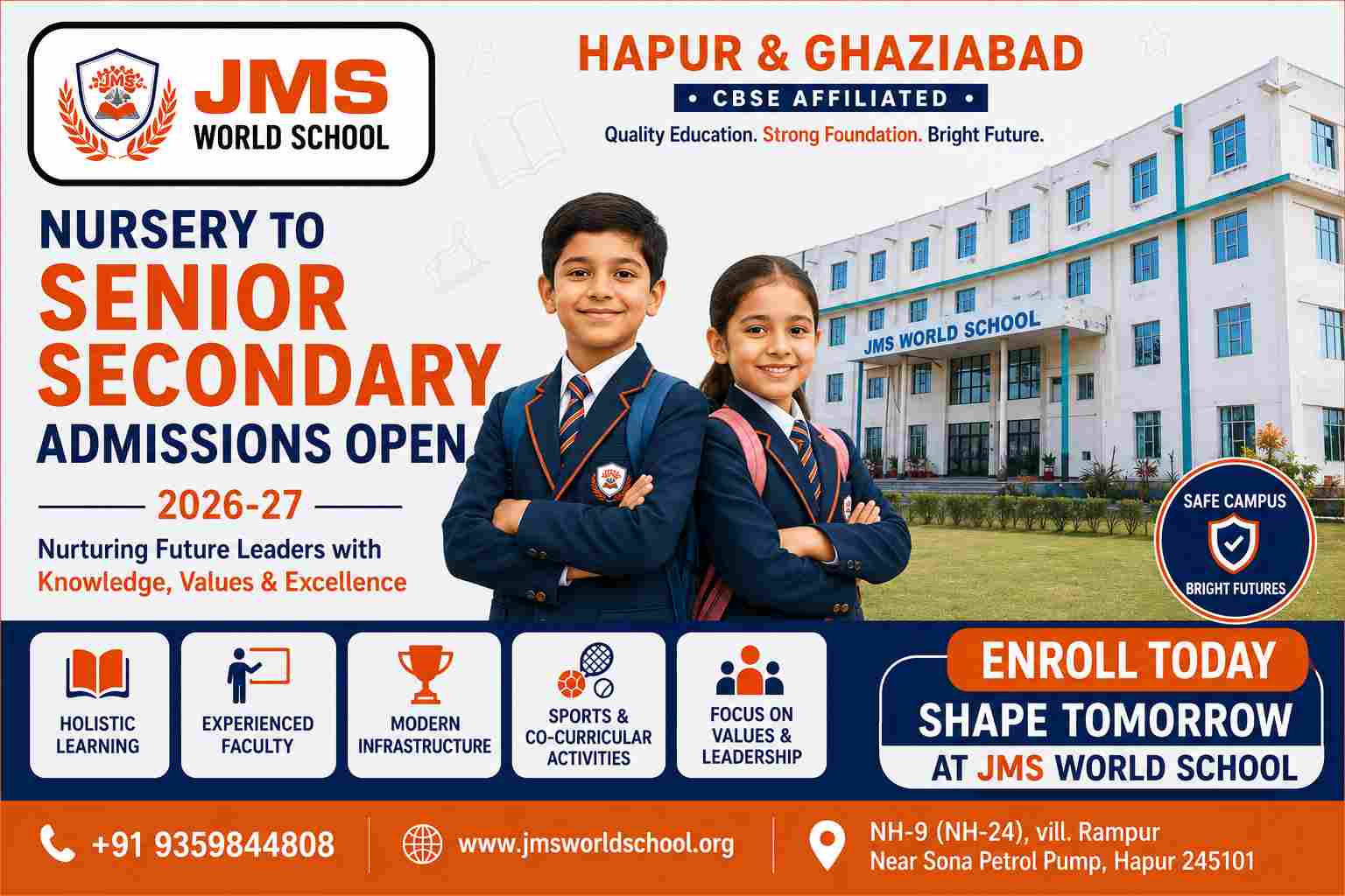 Nursery to Senior Secondary Admissions at Hapur & Ghaziabad
