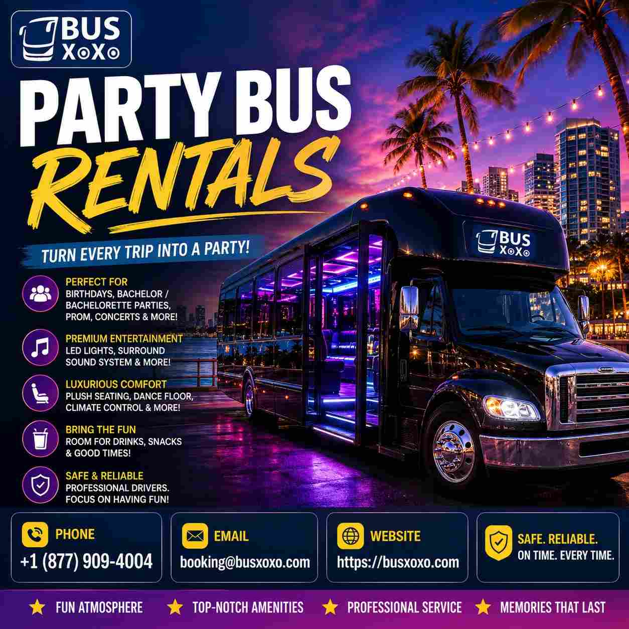  Rent Party Bus Rentals in Jacksonville  for Nightlife & Events