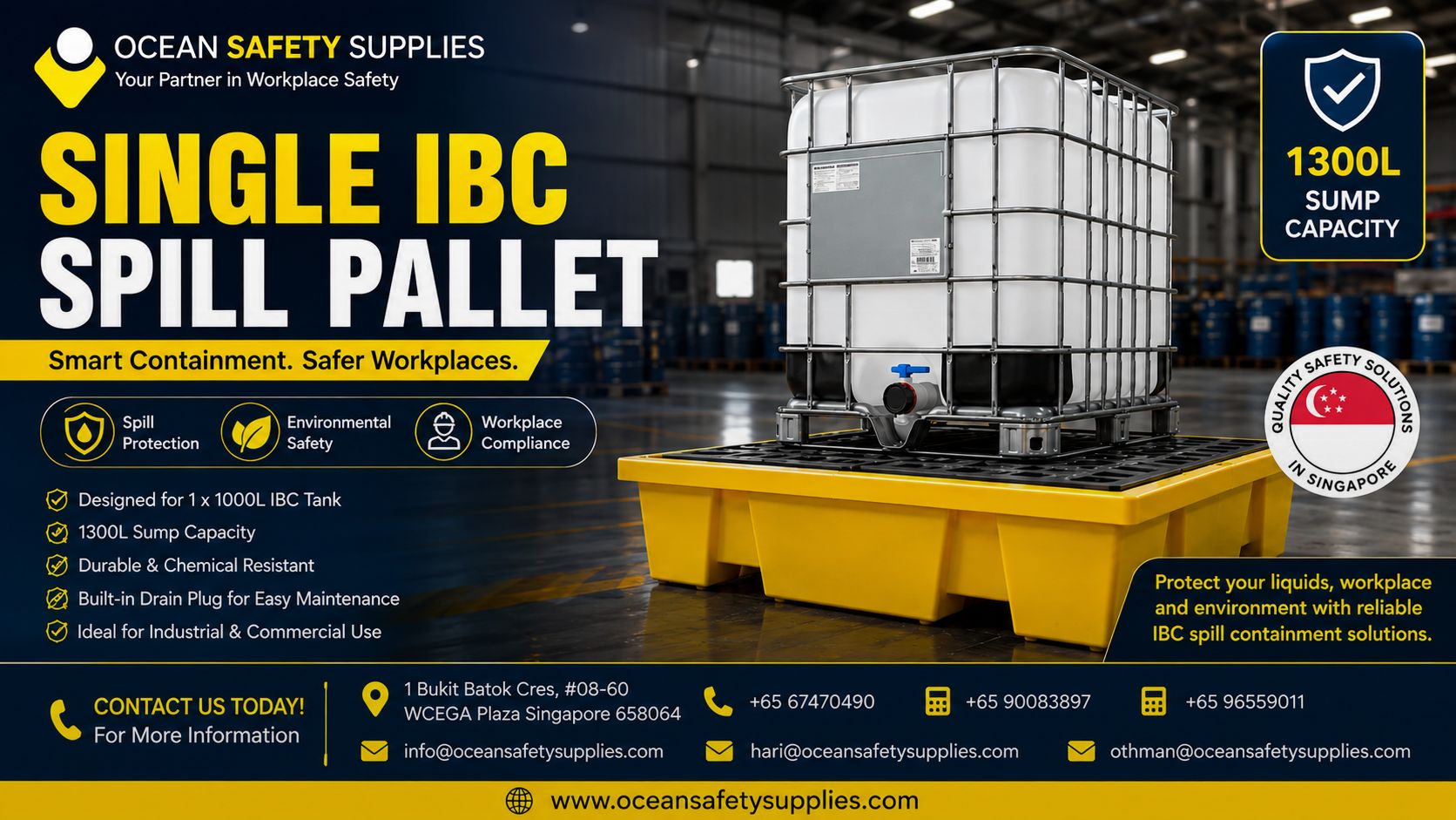  Single IBC Spill Pallet – Reliable IBC Spill Containment Solution in Singapore